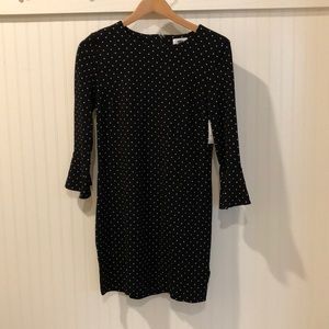 Black polkadot, three-quarter sleeve dress
